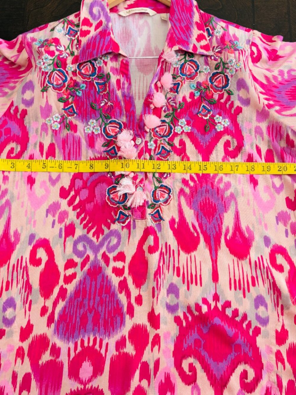 Soft Surroundings Pink Palace Embroidered Beaded Maxi Dress Sz L Resortwear - Picture 9 of 10